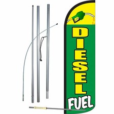 Deisel Fuel Flag Flutter Feather Banner Swooper Extra Wide Windless Bundle Kit