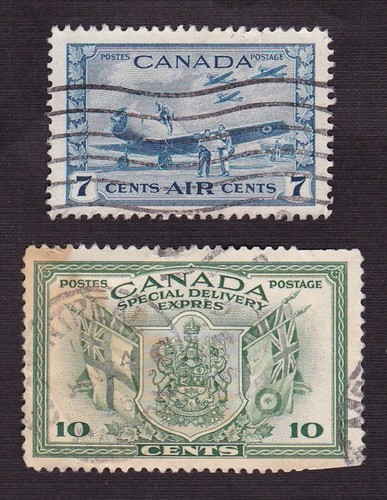 Canada 1943,46 Scott C8 + E10 - 7-c Airmail + 10-c Special Delivery - Used - Photo 1 sur 1