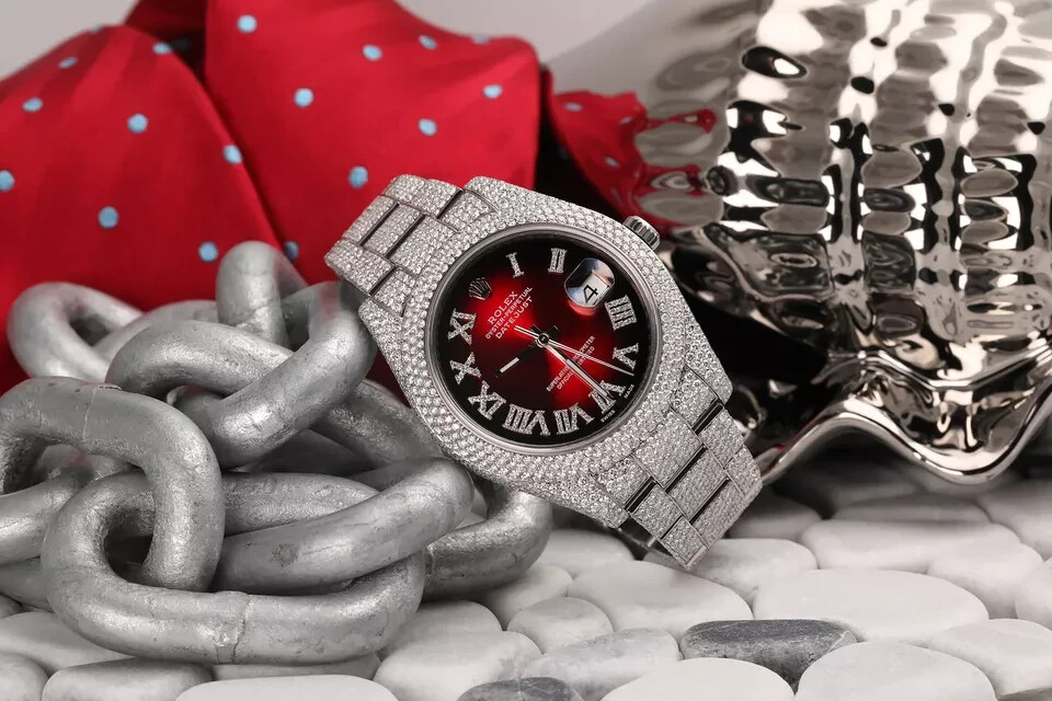 Rolex Datejust II 41 mm 116300 Red Vignette Roman Diamond Dial