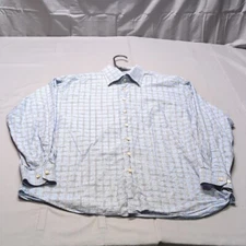 Scott Barber Mens Casual Blue Checkered Button Down Shirt Size L