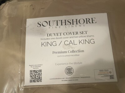 South shore Three piece DUVET Cover Set  King California King  Beige