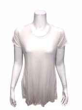 H by Halston Essentials Short Sleeves Knit Tunic Top White X-Small Size  