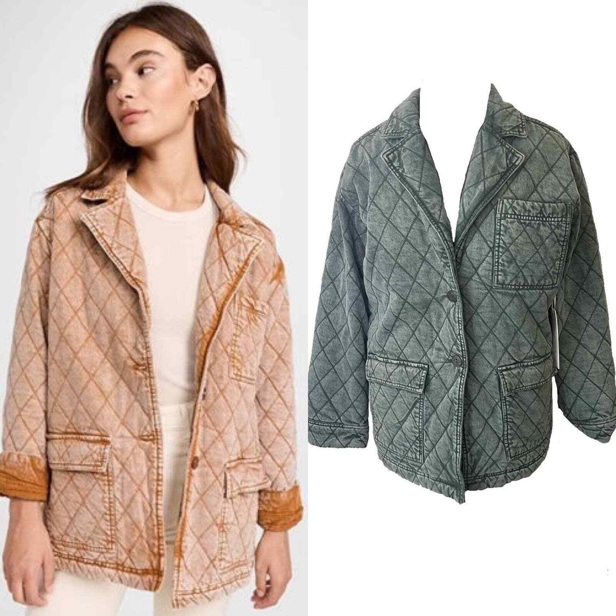 NWT Young Fabulous & Broke Walker Denim Quilted Oversized Jacket 