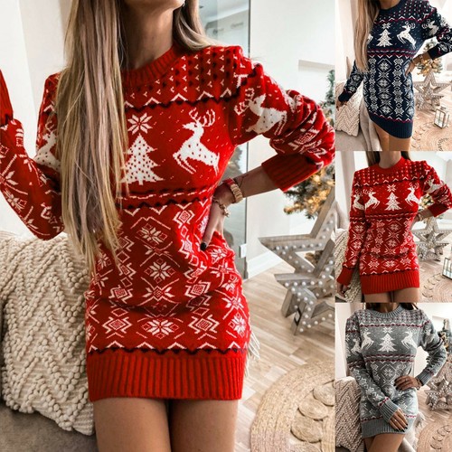 Womens Knitted Sweater Bodycon Mini 
