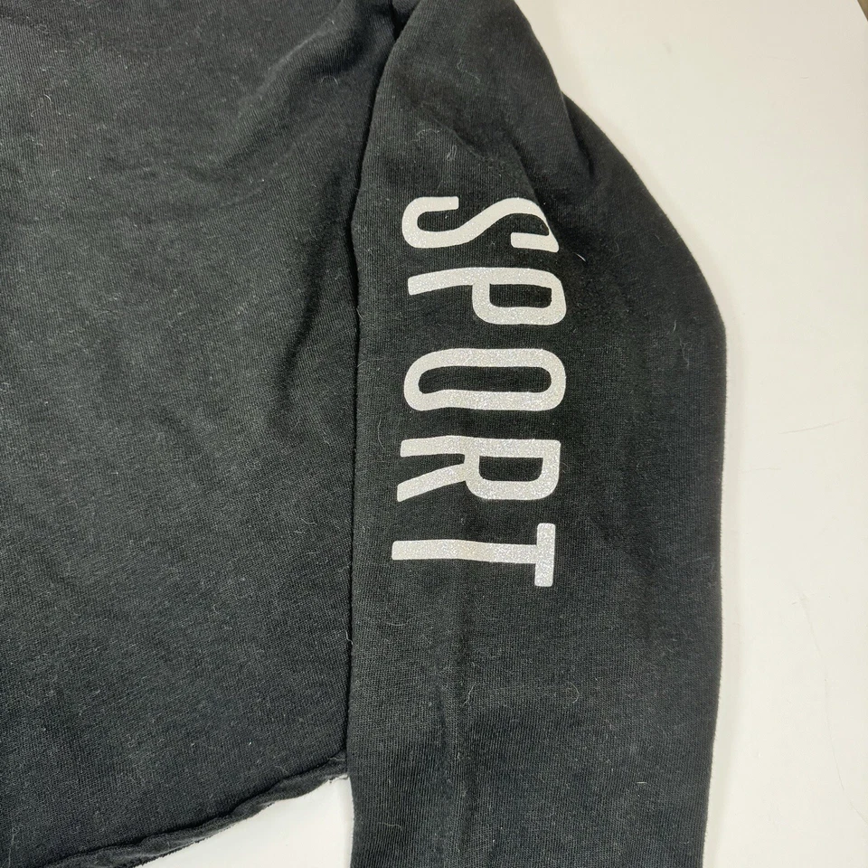 Victoria Sport Womens Black Long Sleeve Crop Top Gym Size Medium - Image 3 of 4