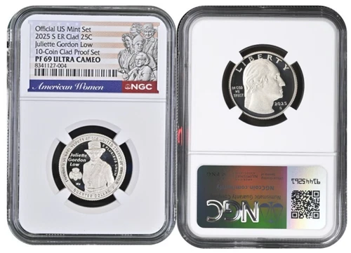 2025 S Clad Quarter 25C Juliette Gordon Low  10 Coin Proof NGC PF69 ER UCameo