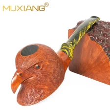 MUXIANG Rustic Tobacco Pipe Briar Wooden Carved Freehand Pipe Cumberland Stem
