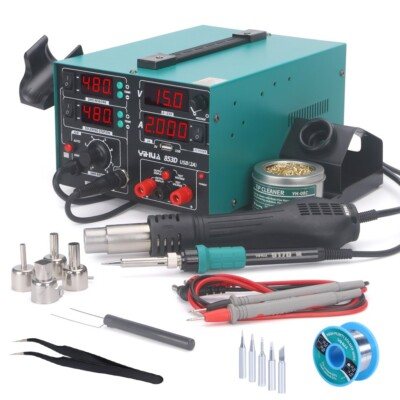 #ad YIHUA 853D 3 in 1 Soldering Station 15V 2A DC Power Hot Air Desoldering Rework $147.60