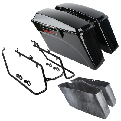 Hard Saddlebags & Conversion Brackets For Harley Dyna Fat Bob Super Glide 08-17