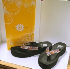 YELLOW BOX SANDALS JEWELLED BLACK BRIGITTE STYLE 24453 EXCELLENT CONDITION W BOX