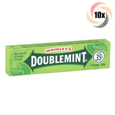 10x Packs Wrigley's Doublemint Flavor Chewing Gum  5 Sticks Per Pack 