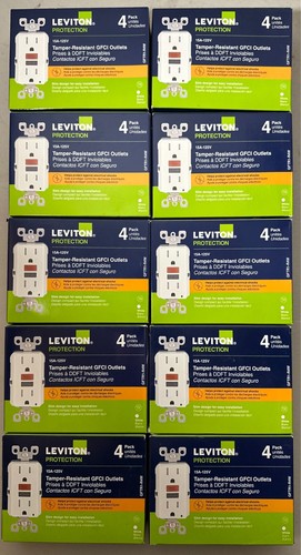Blocco 4 Prese Leviton Bianco Prese GFCI Leviton GFTR1-R4W - Confezione Da 10 Scatole Da 4 Pezzi (40 Prese Totali), 15A 125V, Bianco Prese Bagno Esterno - Foto 2