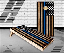 Thin Blue Line Burnt Cornhole Boards Bean Bag Toss Game