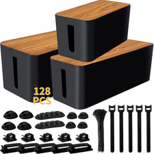 Cable Management Box 3 Pack with 125PCS Cable Management Kit for Power Strip to