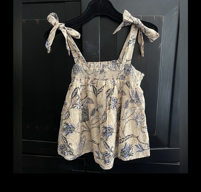 C & C CALIFORNIA Floral Cropped Blouse | Bow Detail | Size Large NWT Retail $58