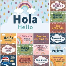 Sinload 16 Pcs Spanish Posters Spanish Phrases Classroom Decorations Spanish