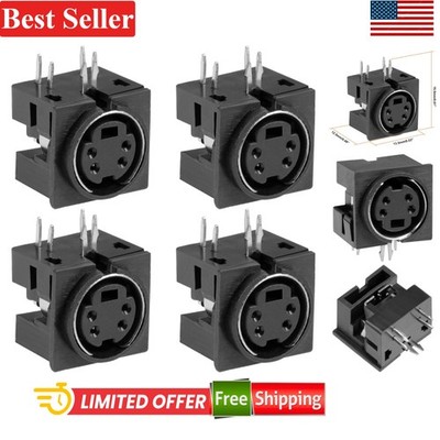 4-Pack S-Video 4 Pin PCB Mount Socket - Durable Audio/Video Connector in Black