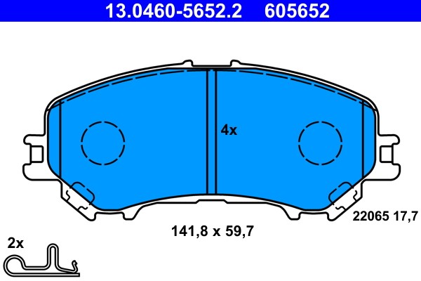 1X ATE 13.0460-5652.2 Bremsbelagsatz Scheibenbremse FüR Nissan-image