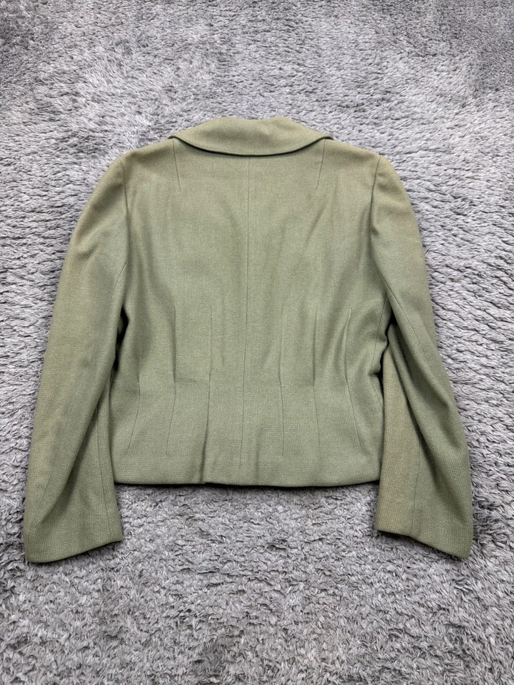 Винтажный Betty Роза юбка костюм женщин 12 оливковый укороченный блейзер куртка карандаш Midi - Изображение 4 из 4