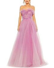 Mac Duggal Strapless Glitter Tulle Gown Women's