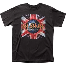 Def Leppard Rock Of Ages Union Jack T Mens T Shirt Rock and Roll Music Tee Black