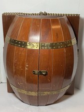 Vintage MCM Wood  Barrel Bar Liquor Cabinet Man Cave She Shed