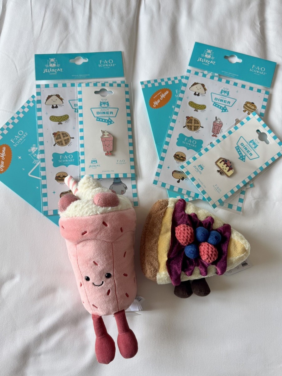 NEW Jellycat Diner Cheesecake & Milkshake NYC Set FAO Schwarz