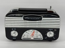 Coronado Retro AM/FM Radio Chrome Deco 50s Style Battery Powered Tested Works