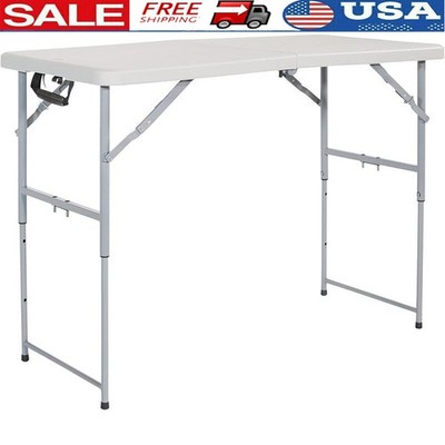Resin Multipurpose Rectangle Table 4 Ft Long Height Adjustable Steel Light Gray