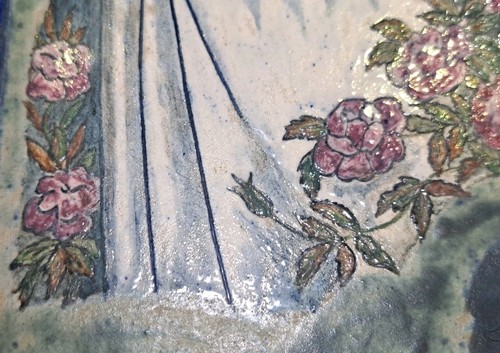 Seltenes Keramikschild St. Vallier, Louise Baboin, Mutter mit Kind. Jugendstil - Bild 6 von 12