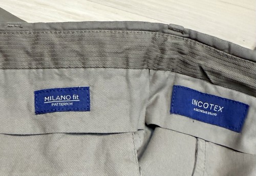 INCOTEX Chinolino Khaki Pants Linen/Cotton Milano Fit Pattern M sz 38 (37.5) x33 - Picture 10 of 18