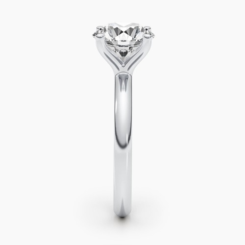 Diamond Solitaire Ring VS1 F Round 1 Carat Lab Created 4 Prongs 18k White Gold