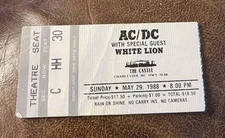 AC/DC WHITE LION RARE CONCERT TICKET STUB CHARLEVOIX, MI 05/29/1988