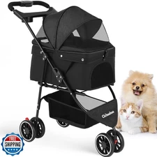 Pet Stroller,Dog Stroller for Small Medium Dogs Cats,3 Wheels,Foldable,with B