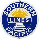 VINTAGE SOUTHERN PACIFIC LINES PORCELAIN SIGN GAS STATION PUMP PLATE OIL TRAIN