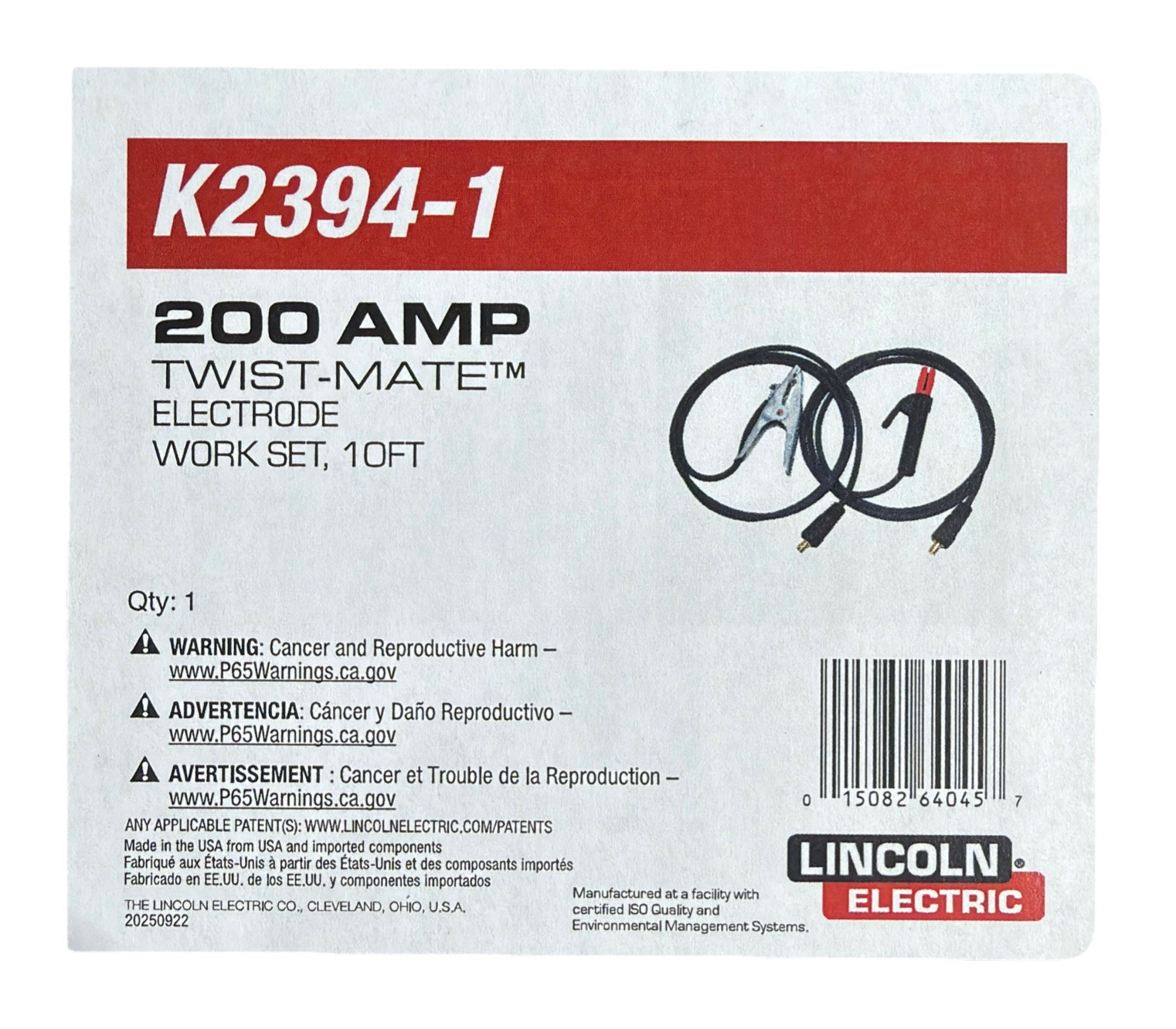 Lincoln Electric K2394-1 Stick Electrode Holder and Cable As