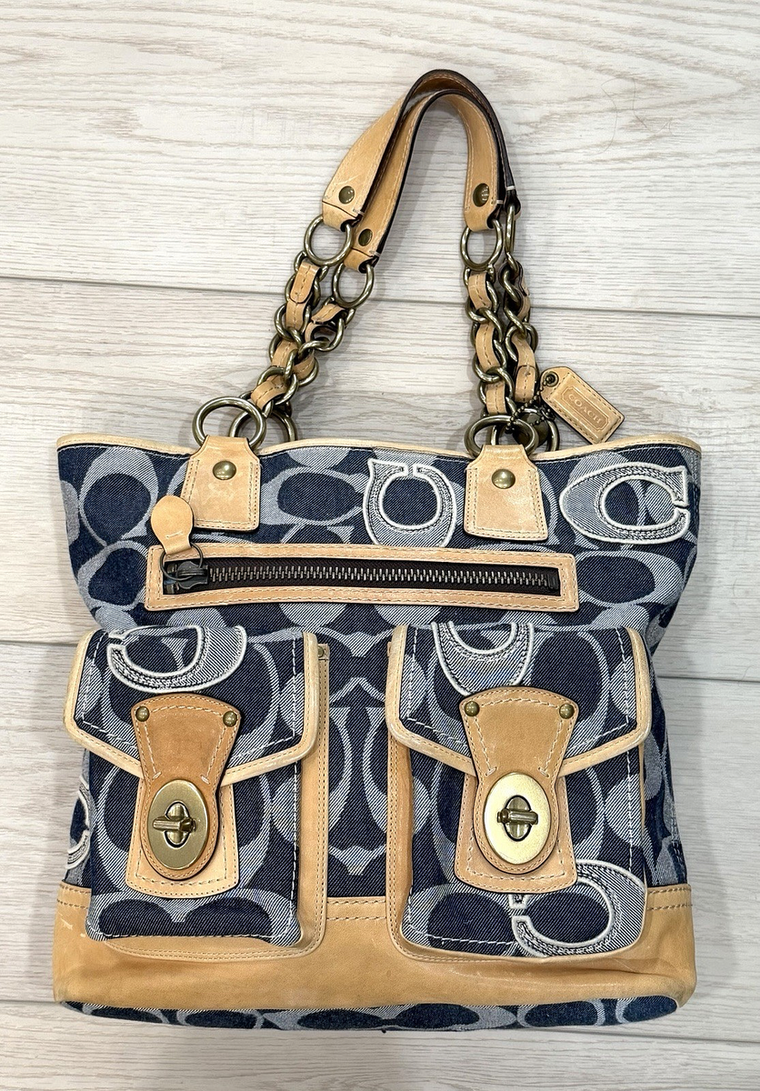COACH Large 11582 Gigi Cognac 65th Anniversary Blue Denim