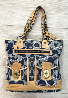 COACH Large 11582 Gigi Cognac 65th Anniversary Blue Denim