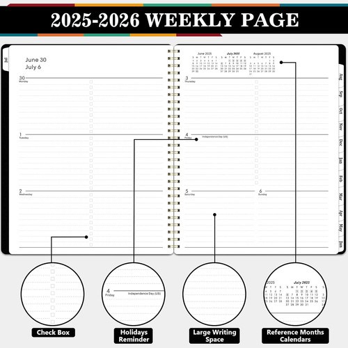 2025-2026 Planner – Weekly and Monthly, Jul. 8*10, black - Picture 4 of 7