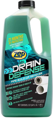 Zep Drain Defense Pipe Build-Up Remover - 64 Ounces - ZLDC648 - Professional Str