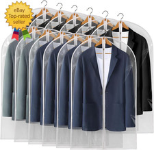 40" All Clear Garment Bags for Hanging Clothes, 12 Packs Suit Bags for Closet