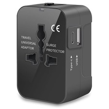 Universal Travel Adapter All in 1 World Plug with USB and Type-C Ports 2pk 8D