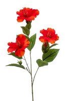 Artplants KüNstlicher Hibiskus Zweig Amadou Mit BlüTen, Rot, 80Cm