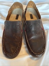 OluKai Women  s Size 9 Leather Nohea Nubuck Slip On Slides/Slippers