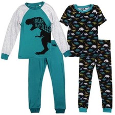 4-Piece Poly/Spandex Pajama Set for Boys Size 4, 7
