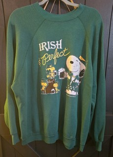 Vintage Snoopy Woodstock Peanuts Sweatshirt Irish Artex Size 2x