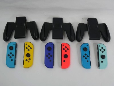 lot of 3 Nintendo Switch Joy Con Controller With Joy Con Grip - Free Shipping