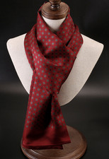 100 Silk men women Scarf neckerchief Wrap long plaid dark red black MY175-9