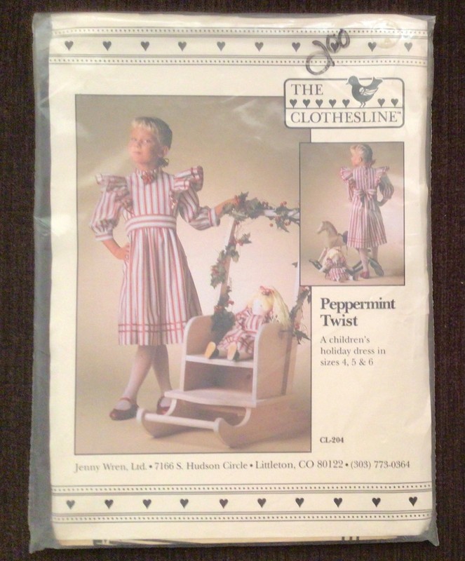 THE CLOTHESLINE SEWING PATTERN CL-204 Peppermint Twist Dress Size  4 5 6 Uncut