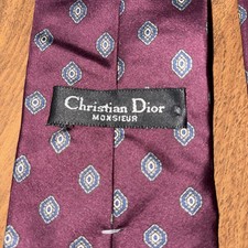 Vtg Christian Dior Silk Neck Tie All Over Print Made In Usa Fabric Woven Italy